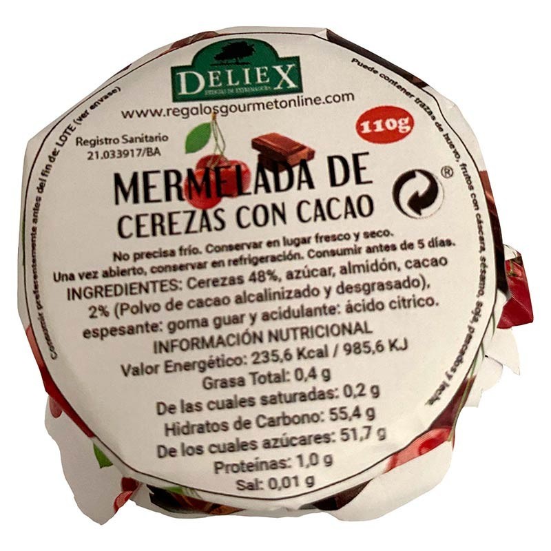 Mermelada De Cerezas Con Cacao Gr Regalos Gourmet Online