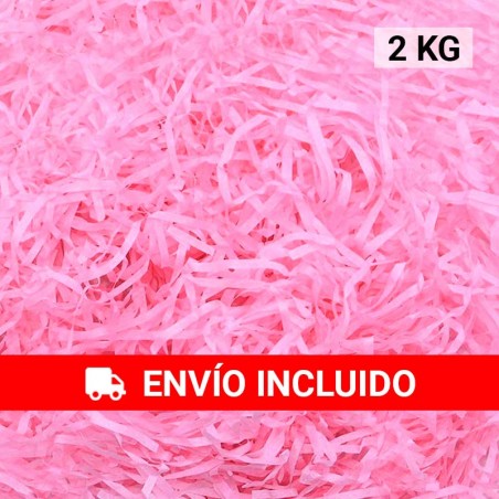 2 KG de papel kraft rosa en virutas, relleno para decoración y embalaje
