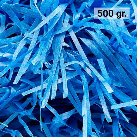500 gr. de papel kraft azulón en virutas, relleno para decoración y embalaje