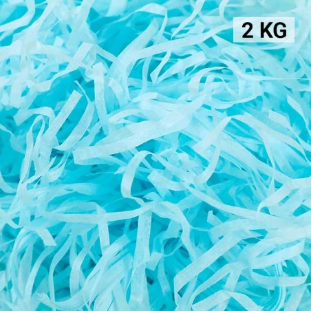 2 KG de papel AZUL kraft en virutas, relleno para decoración y embalaje AZUL