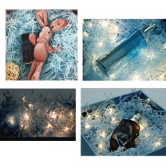 Cartón kraft color azul en forma de viruta |Regalos Gourmet Online