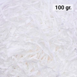 100 gr. de papel kraft blanco en virutas, relleno para decoración y embalaje