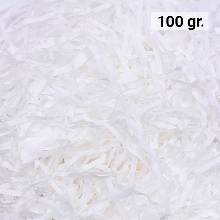 100 gr. de papel BLANCO kraft en virutas, relleno para decoración y embalaje BLANCO
