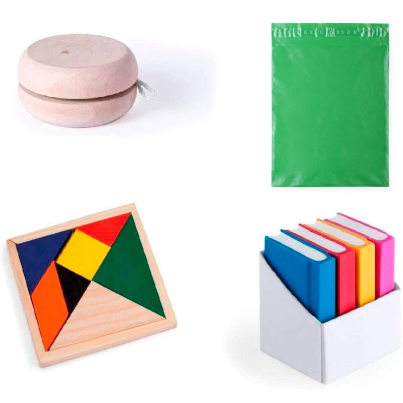 Lot de cadeaux 15 yoyos + 15 puzzles d'ingéniosité + 15 gommes à effacer sous la forme d'un livre cadeau pour les anniversaires