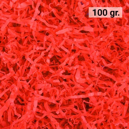 100 gr. de papel ROJO kraft en virutas, relleno para decoración y embalaje ROJO