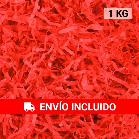 1 KG de papel kraft rojo en virutas, relleno para decoración y embalaje