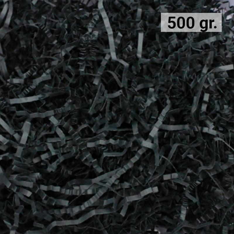 500 gr. de papel NEGRO kraft en virutas, relleno para decoración y embalaje NEGRO