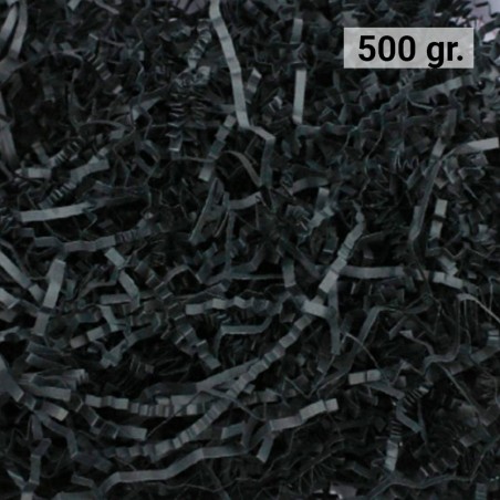 500 gr. de papel NEGRO kraft en virutas, relleno para decoración y embalaje NEGRO