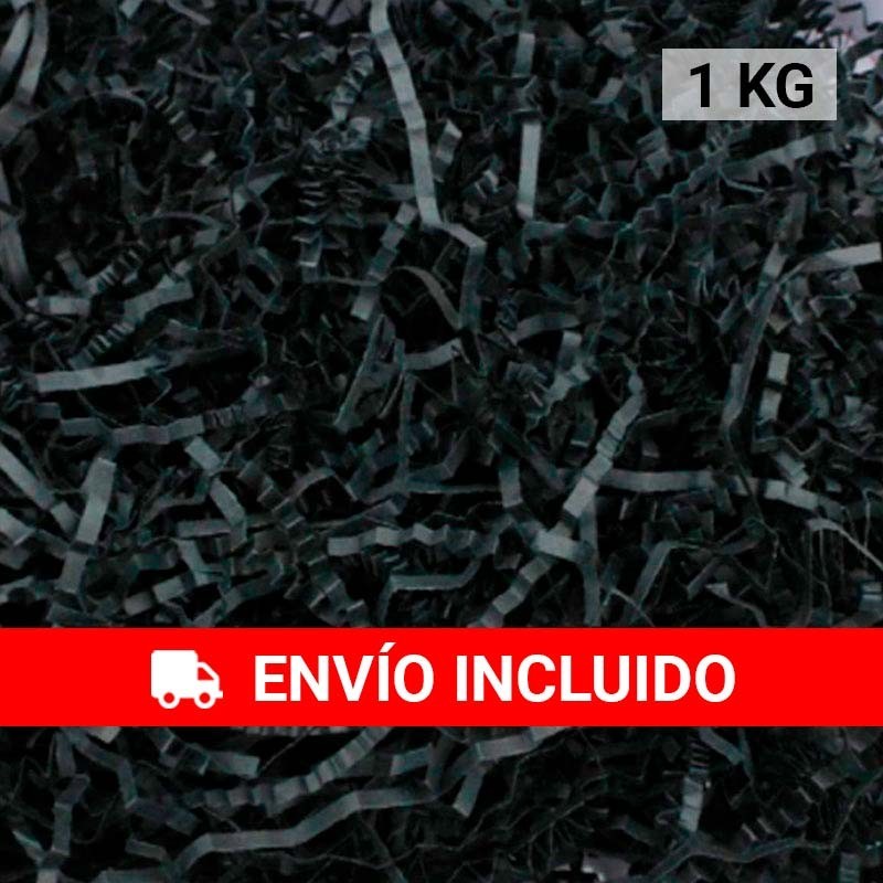 1 KG de papel NEGRO kraft en virutas, relleno para decoración y embalaje NEGRO