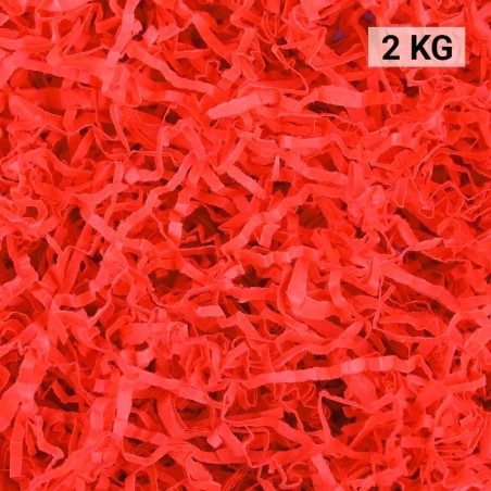 2 kg de papier kraft rouge déchiqueté, idéal pour la décoration et l'emballage