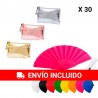 30 fans in a variety of colours and 30 metallic coin purses