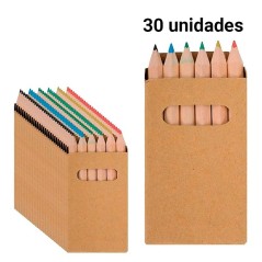 30 Cajas con 6 minilápices de colores - Regalos Gourmet Online