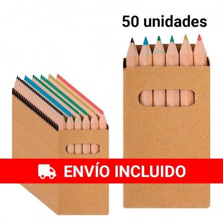 50 Cajas con 6 minilápices de colores - Regalos Gourmet Online