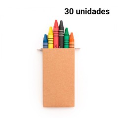 30 boîtes en carton avec des crayons de cire assortis