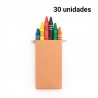 30 boîtes en carton avec des crayons de cire assortis
