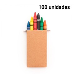 100 boîtes en carton avec des crayons de cire assortis