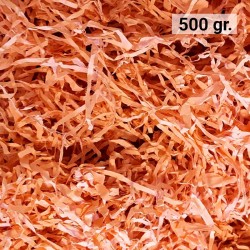 500 gr. de papel kraft naranja en virutas, relleno para decoración y embalaje