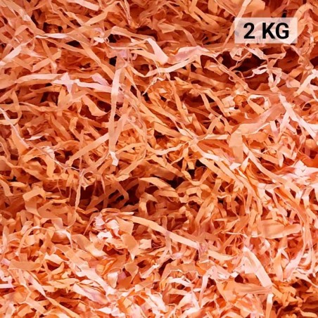 2 kg de flocons de papier kraft orange, matériau de remplissage pour décoration et emballage.