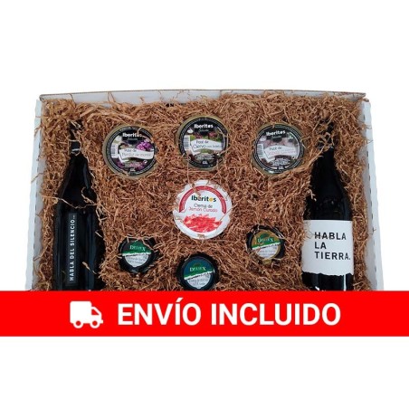 Estuche regalo grande con vinos, patés y cremas de queso