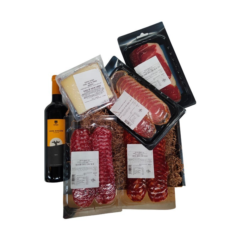 ⭐【 Lote con vino y embutidos regalo económico | Regalos Gourmet Online