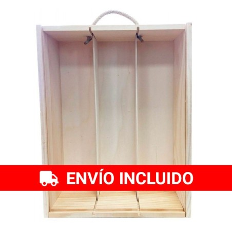 Caja madera para 3 botellas vinos portes incluidos
