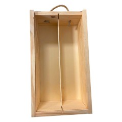 ▷ Caja de madera para 2 botellas con relleno de virutas de madera| Regalos Gourmet online