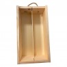 Caja de madera para 2 botellas con relleno de virutas de madera para embalaje y decoración