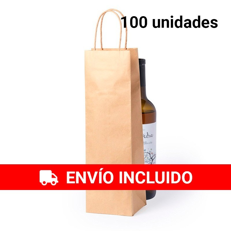 100 Bolsas de papel kraft para vinos, adecuada para vinos de hasta 1 litro