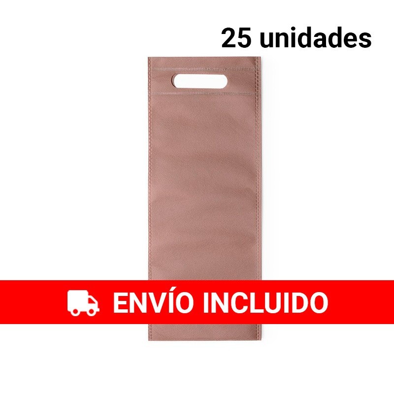 25 Bolsas marrones non woven para botellas de vino de 75 cl.