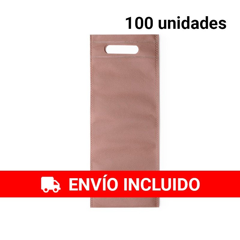 100 Bolsas marrones non woven para botellas de vino de 75 cl.