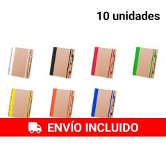 Pack de 10 Bloc de notas con bolígrafo.  Detalles baratos.