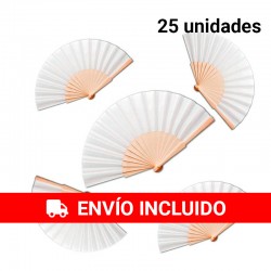 25 Abanicos de Madera Blancos