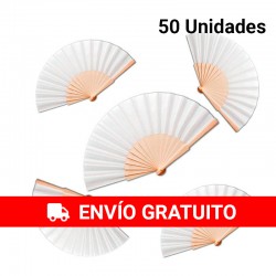 50 Abanicos de Madera Blancos
