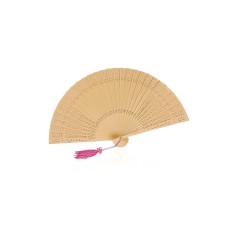 50 Wooden Fans with Openwork Pom Poms