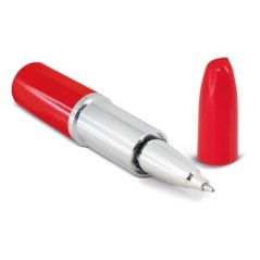 Stylo à bille en forme de rouge à lèvres rouge