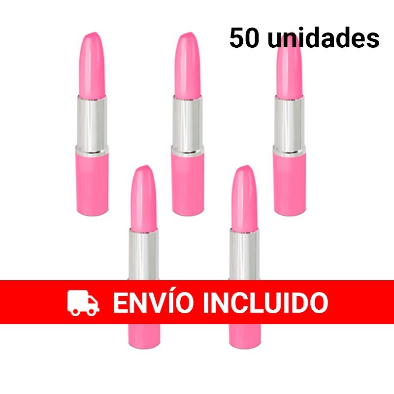 50 Bolígrafos Forma Pintalabios Rosa