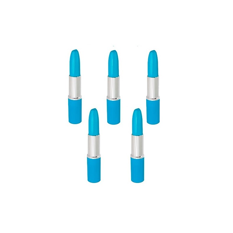 10 Blue Lipstick Shaped Pens