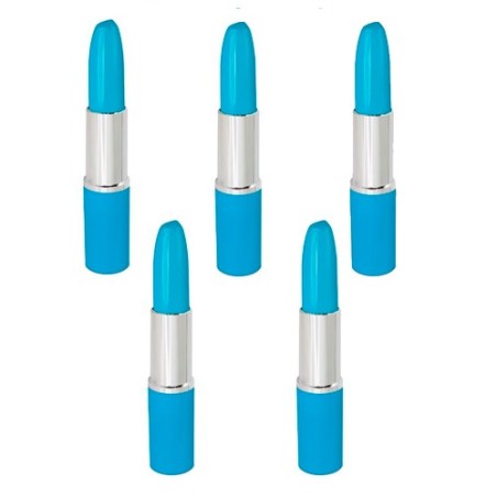 10 Blue Lipstick Shaped Pens