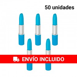50 Bolígrafos Forma Pintalabios Azul