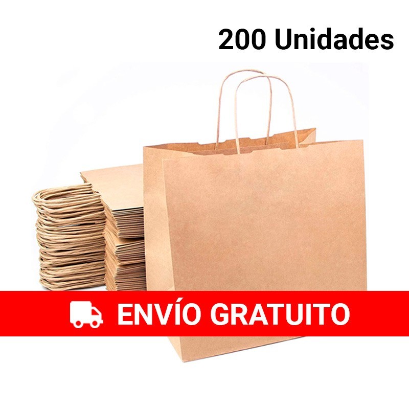 200 Bolsas papel para regalos de 30x29x18 cm