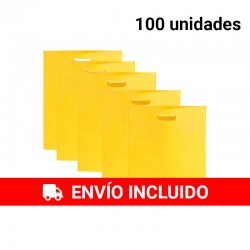 100 Sac en tissu jaune avec poignée découpée