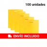 100 Bolsa de tela con asa troquelada amarilla