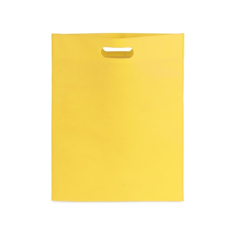 Yellow fabric bag with die-cut handle
