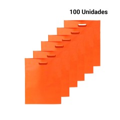 100 Orange Fabric Bags with Die-Cut Handles | Online Gifts