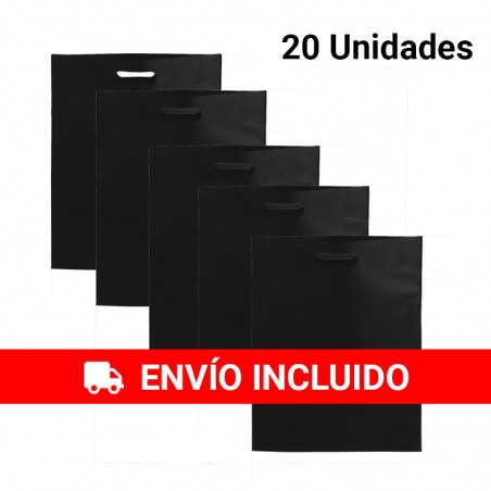 20 Black die-cut fabric bags with handles