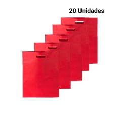 20 Bolsa Tela con Asa Troquelada Roja  | Regalos Online