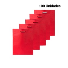 100 Red fabric bags with die cut handles