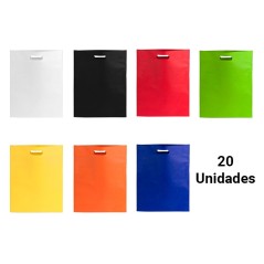 20 Bolsa Tela con Asa Troquelada Color Variado| Regalos Online