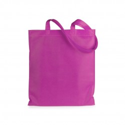 Bag with fuchsia fabric handles