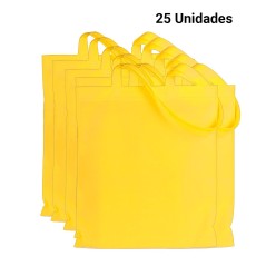 25 Bolsas Con Asa de Tela Amarilla | Regalos Online